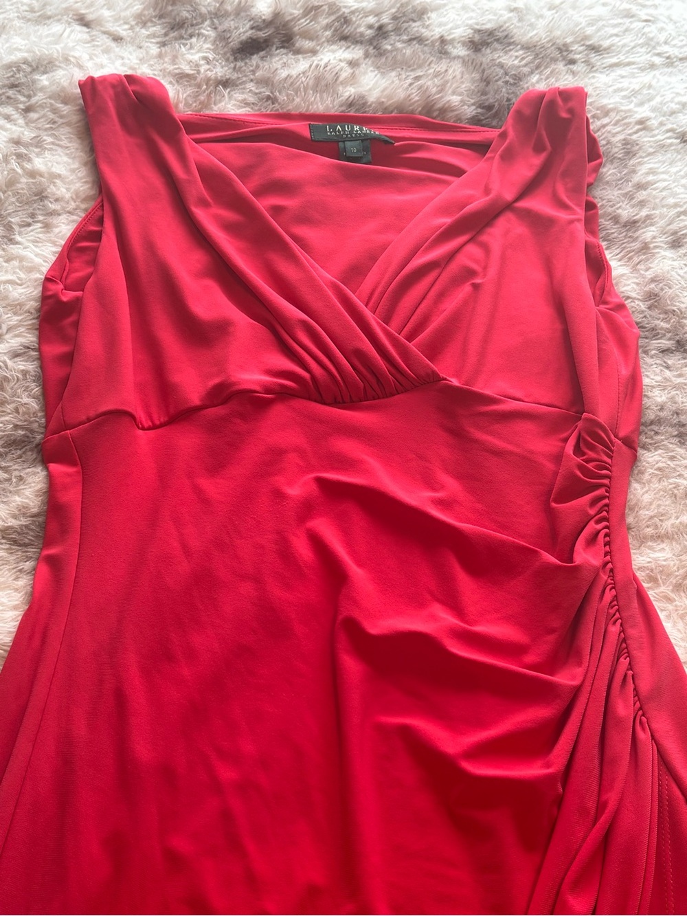 Lauren Ralph Lauren Red Sleeveless Midi Wrap Dress - Picture 4 of 6
